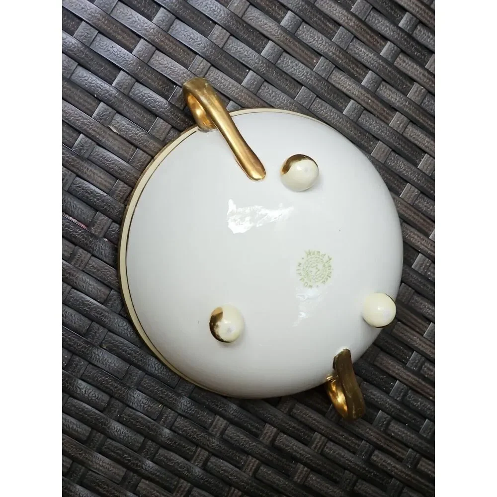 Hand Painted Nippon BLACK‎ GOLD Floral Footed ART DECO Berry Bowl Morimura